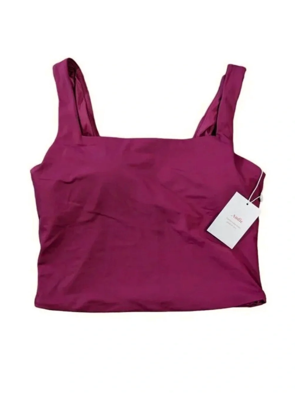 Andie The Siren Tank Plum XS Square Neck Tankini Swim Top Shelf Bra NWT